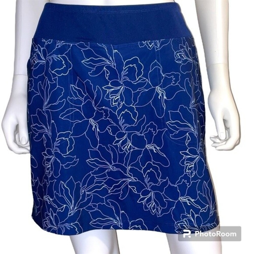 Pebble Beach Dry-Luxe Performance Navy Floral Golf Tennis Skort Skirt Size M